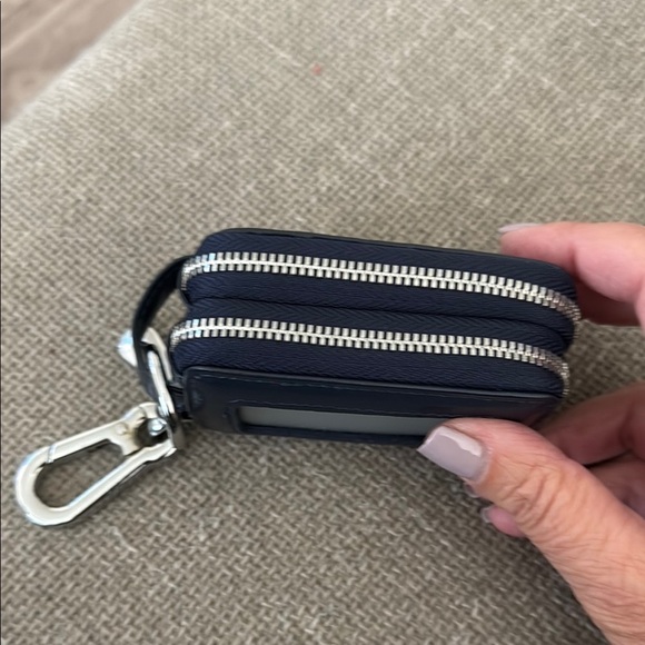 Blue Leather Keychain keyfob Pouch - Picture 3 of 4